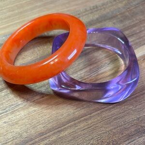 Two Resin Bangles-Orange & Lavender
